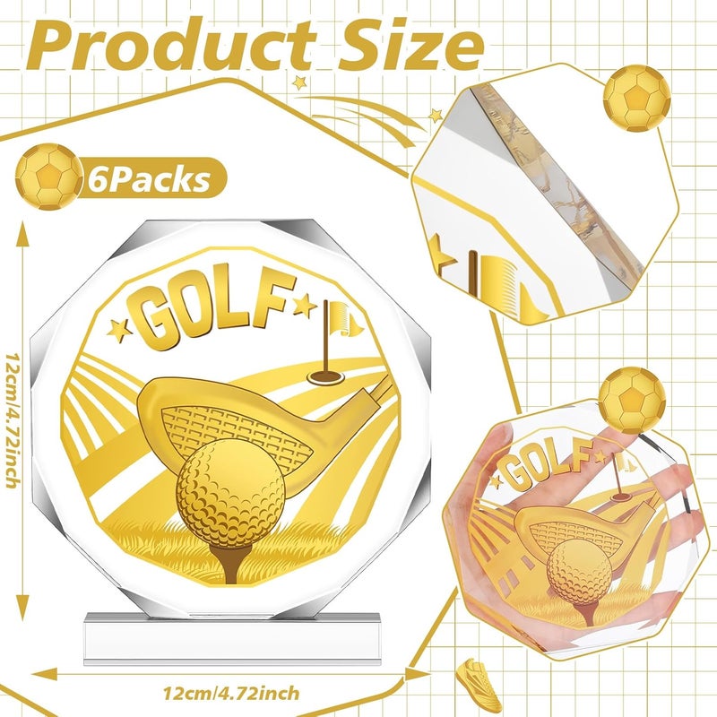 Anglechic 6 Pack Sports Trophy Acrylic Award Medals 4.72 x 4.72 Inch Sports Contest Trophies Bulk Plaques Team Prize Gift Trophies for Competition - Image 2